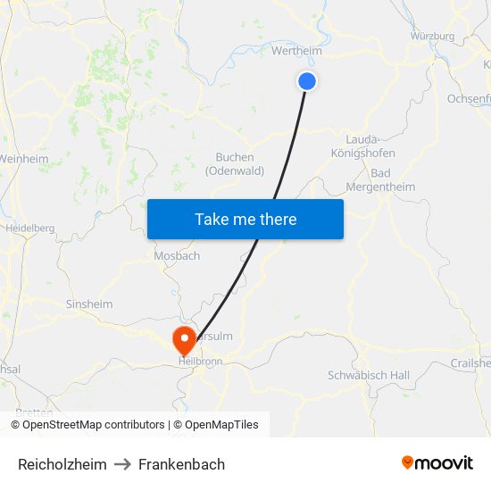 Reicholzheim to Frankenbach map