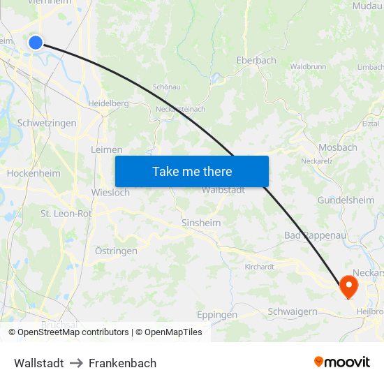Wallstadt to Frankenbach map