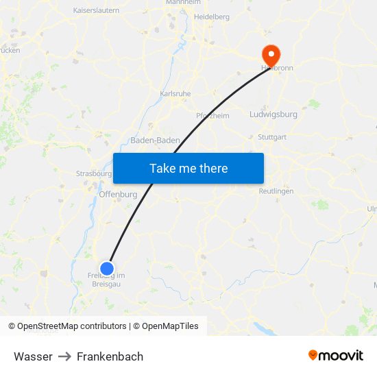 Wasser to Frankenbach map