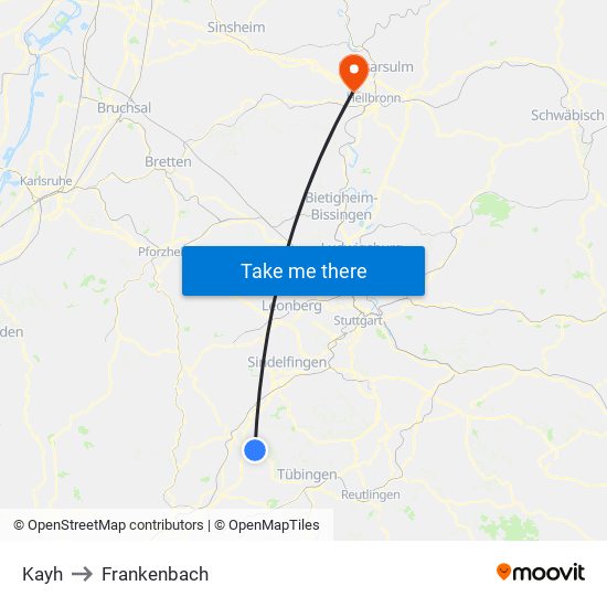 Kayh to Frankenbach map