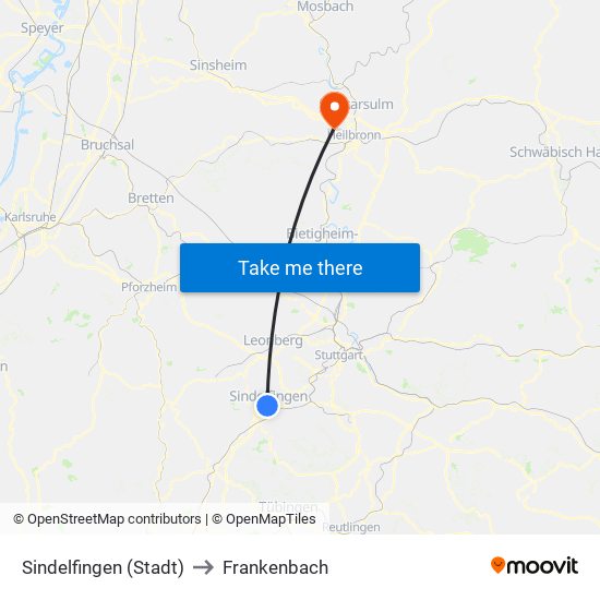 Sindelfingen (Stadt) to Frankenbach map