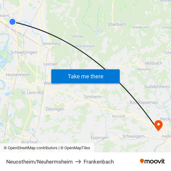 Neuostheim/Neuhermsheim to Frankenbach map