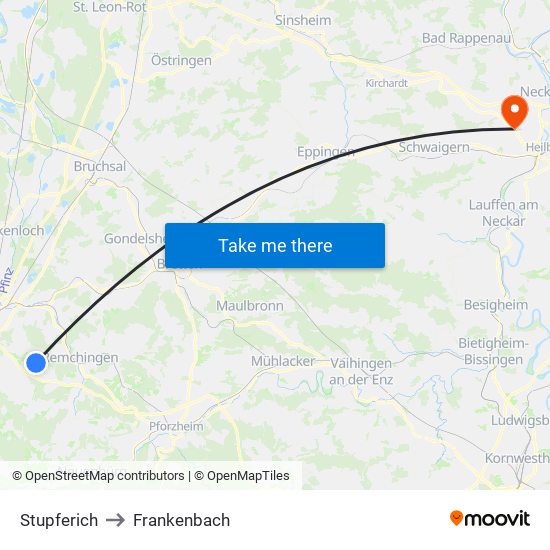 Stupferich to Frankenbach map