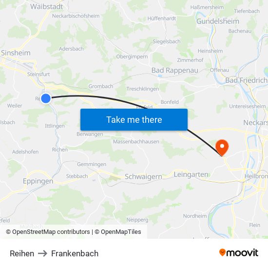 Reihen to Frankenbach map
