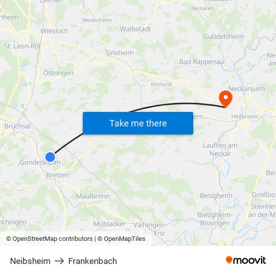 Neibsheim to Frankenbach map