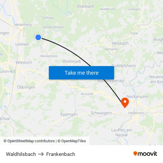 Waldhilsbach to Frankenbach map