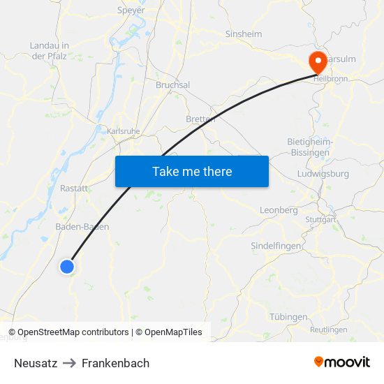 Neusatz to Frankenbach map