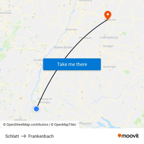 Schlatt to Frankenbach map