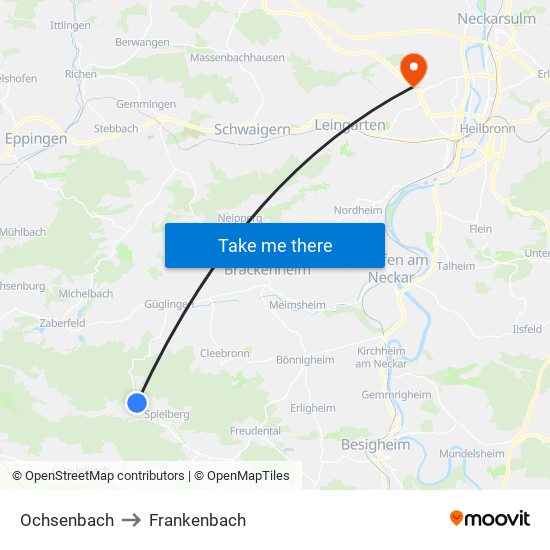 Ochsenbach to Frankenbach map
