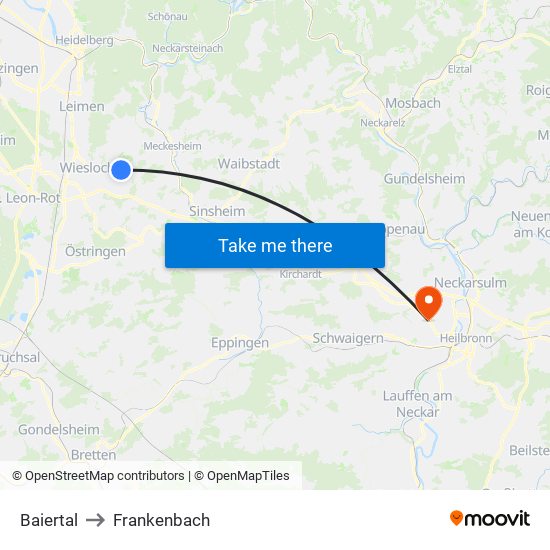 Baiertal to Frankenbach map