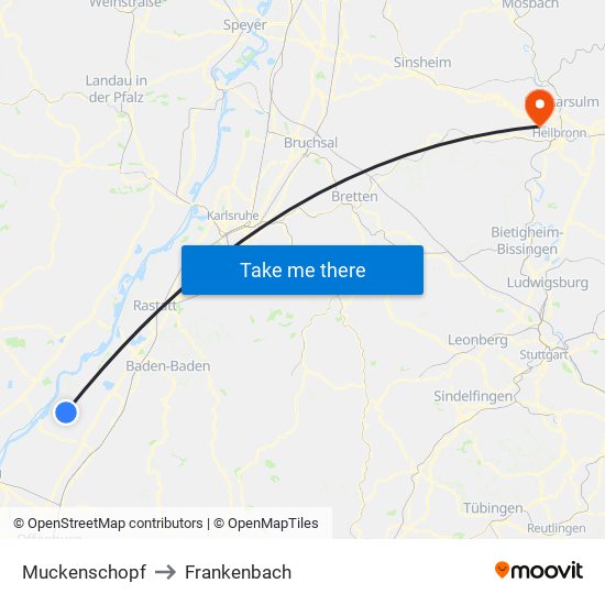 Muckenschopf to Frankenbach map