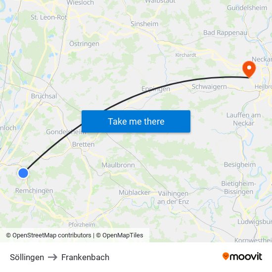 Söllingen to Frankenbach map