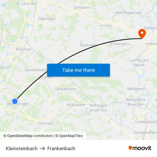 Kleinsteinbach to Frankenbach map