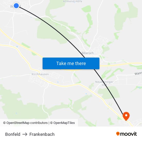 Bonfeld to Frankenbach map