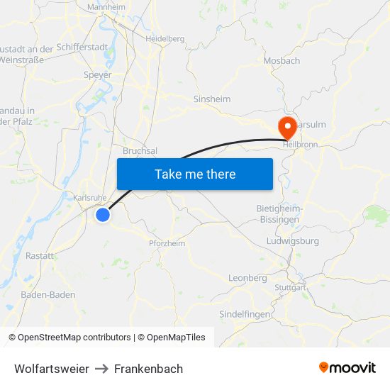 Wolfartsweier to Frankenbach map