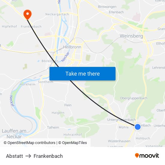 Abstatt to Frankenbach map