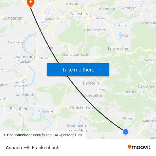 Aspach to Frankenbach map