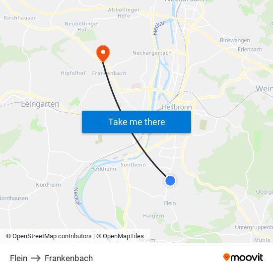 Flein to Frankenbach map