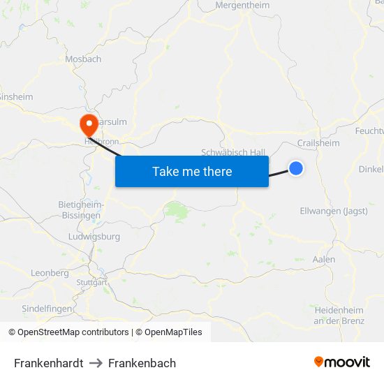 Frankenhardt to Frankenbach map