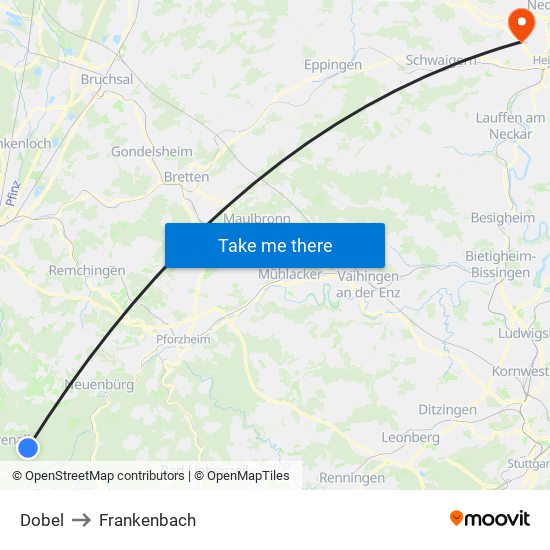 Dobel to Frankenbach map