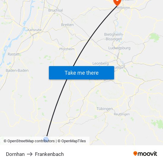 Dornhan to Frankenbach map