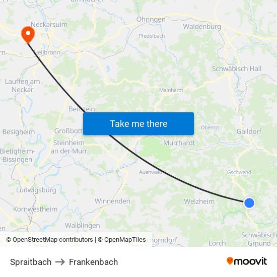 Spraitbach to Frankenbach map