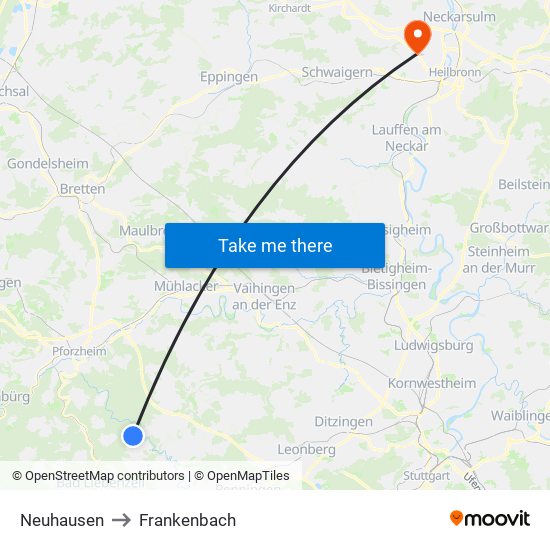 Neuhausen to Frankenbach map