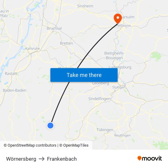 Wörnersberg to Frankenbach map