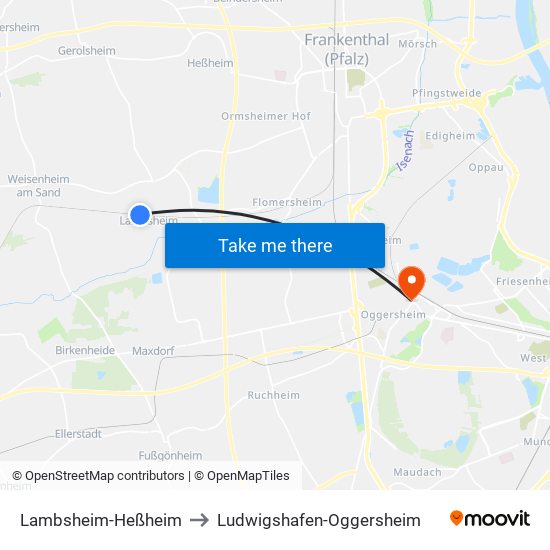 Lambsheim-Heßheim to Ludwigshafen-Oggersheim map