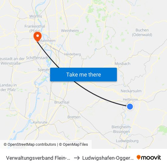 Verwaltungsverband Flein-Talheim to Ludwigshafen-Oggersheim map