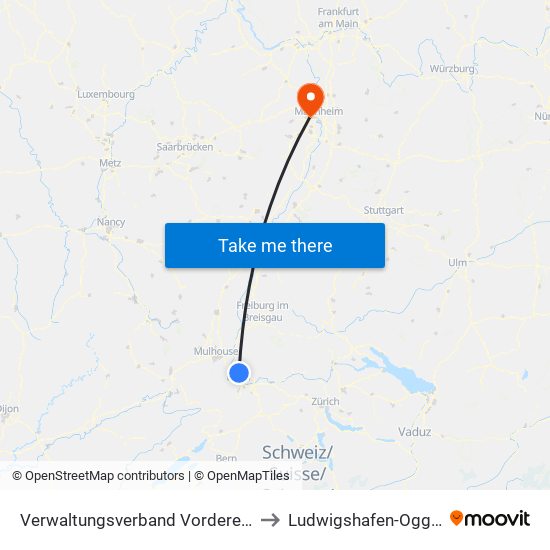 Verwaltungsverband Vorderes Kandertal to Ludwigshafen-Oggersheim map