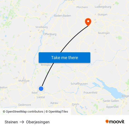 Steinen to Oberjesingen map
