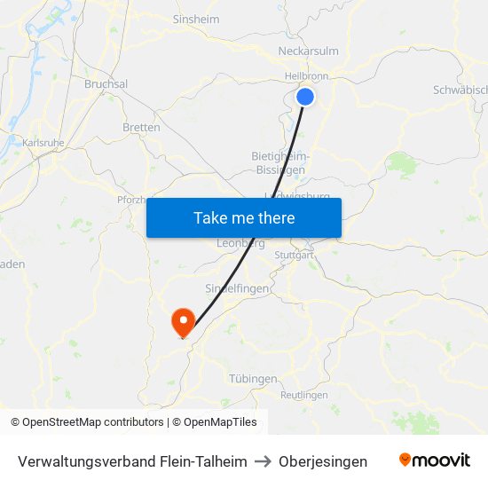 Verwaltungsverband Flein-Talheim to Oberjesingen map