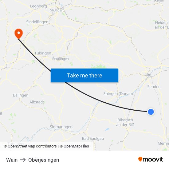 Wain to Oberjesingen map