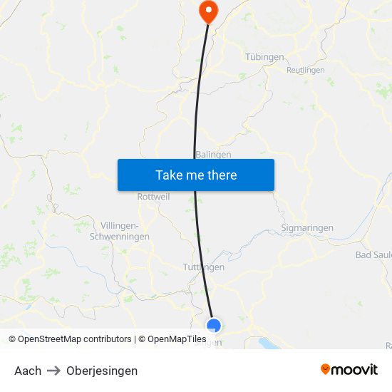 Aach to Oberjesingen map
