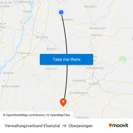 Verwaltungsverband Elsenztal to Oberjesingen map