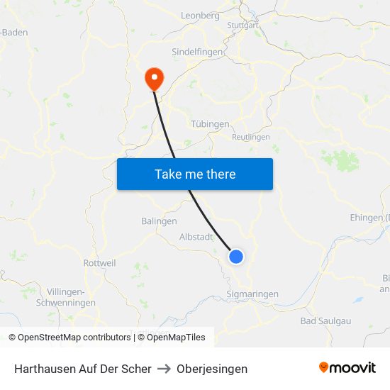 Harthausen Auf Der Scher to Oberjesingen map