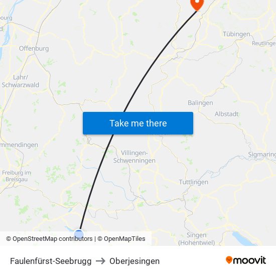 Faulenfürst-Seebrugg to Oberjesingen map