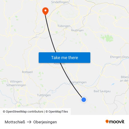 Mottschieß to Oberjesingen map