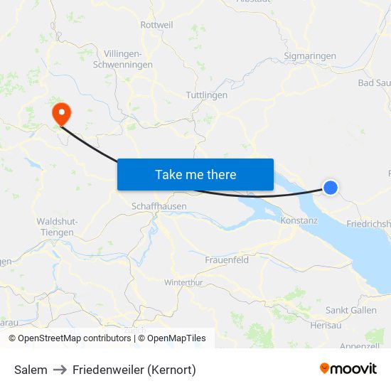 Salem to Friedenweiler (Kernort) map