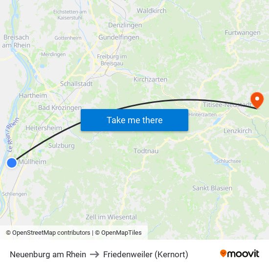 Neuenburg am Rhein to Friedenweiler (Kernort) map