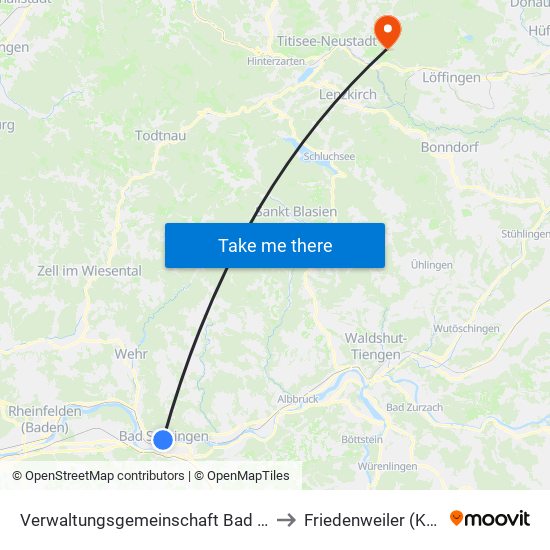 Verwaltungsgemeinschaft Bad Säckingen to Friedenweiler (Kernort) map