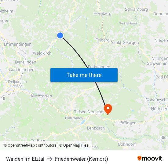 Winden Im Elztal to Friedenweiler (Kernort) map