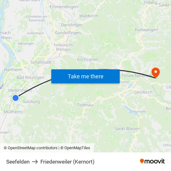 Seefelden to Friedenweiler (Kernort) map