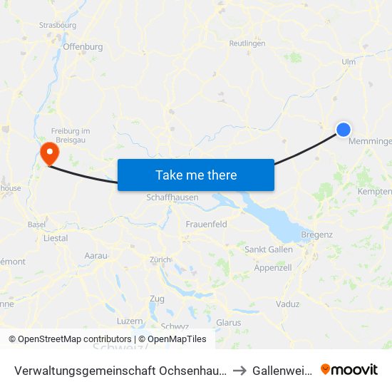 Verwaltungsgemeinschaft Ochsenhausen to Gallenweiler map