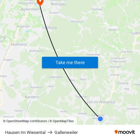 Hausen Im Wiesental to Gallenweiler map