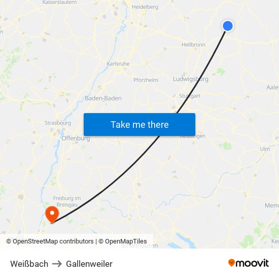 Weißbach to Gallenweiler map