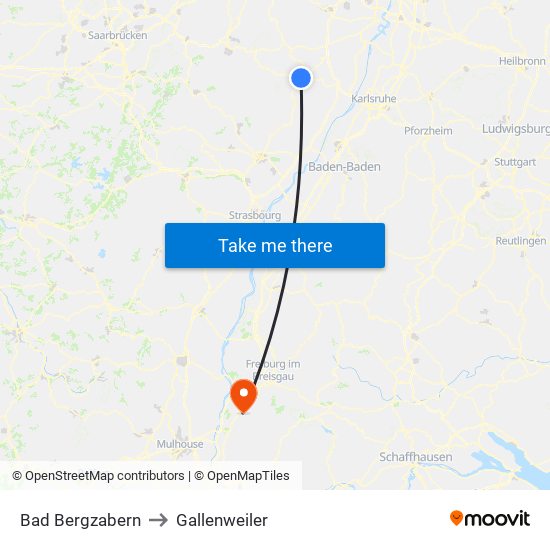 Bad Bergzabern to Gallenweiler map