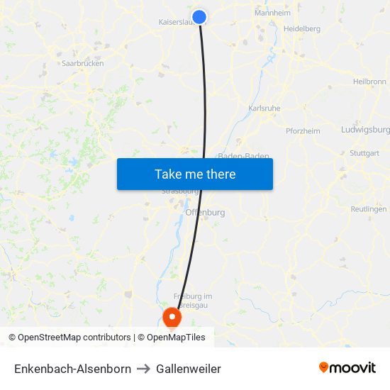 Enkenbach-Alsenborn to Gallenweiler map