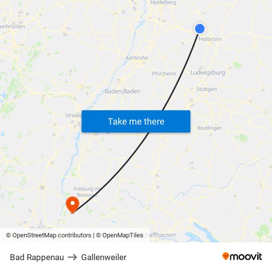 Bad Rappenau to Gallenweiler map